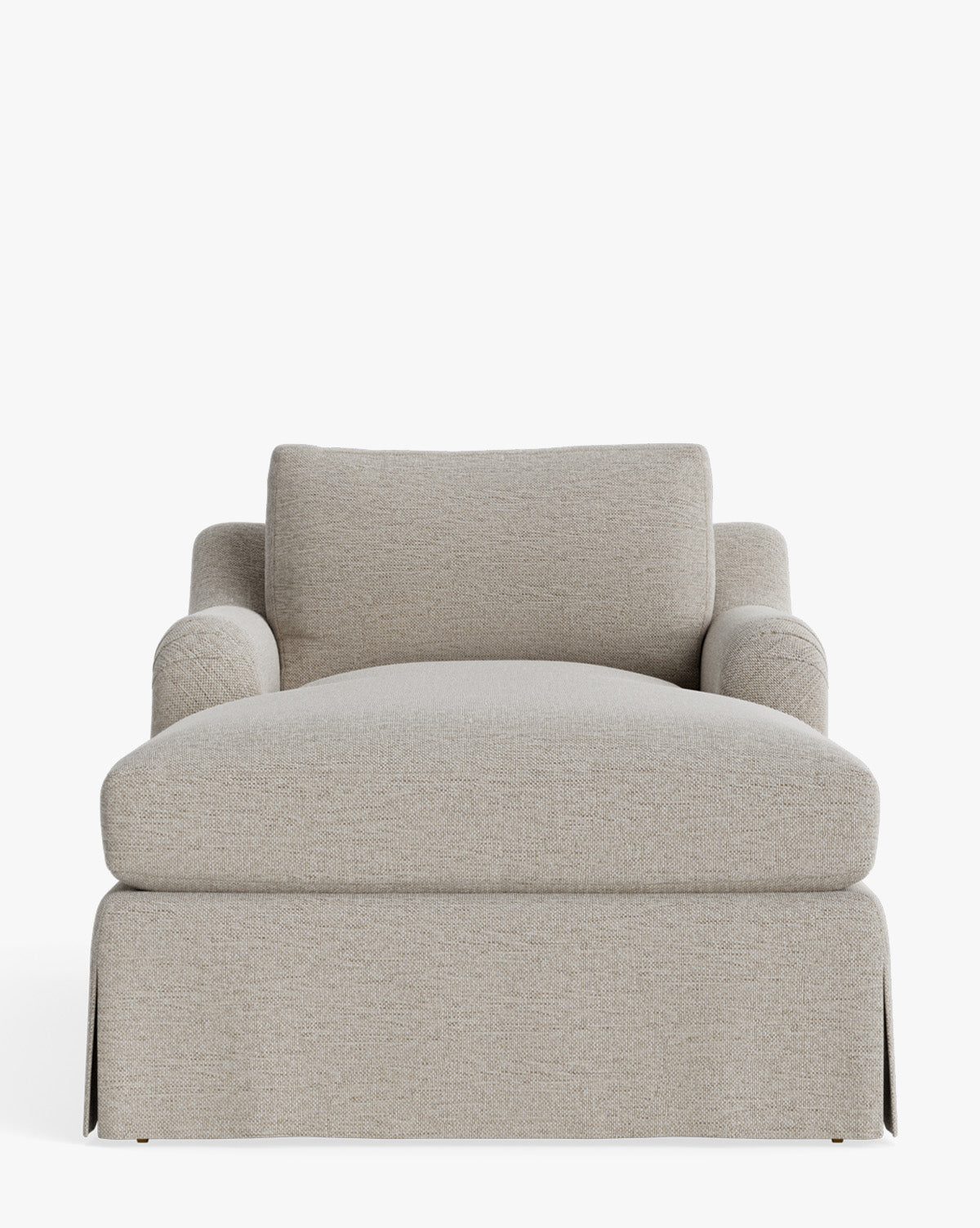 Chaise longue tapissée traditionnelle avec accoudoir arrondi de style anglais et roulettes en laiton pour salon