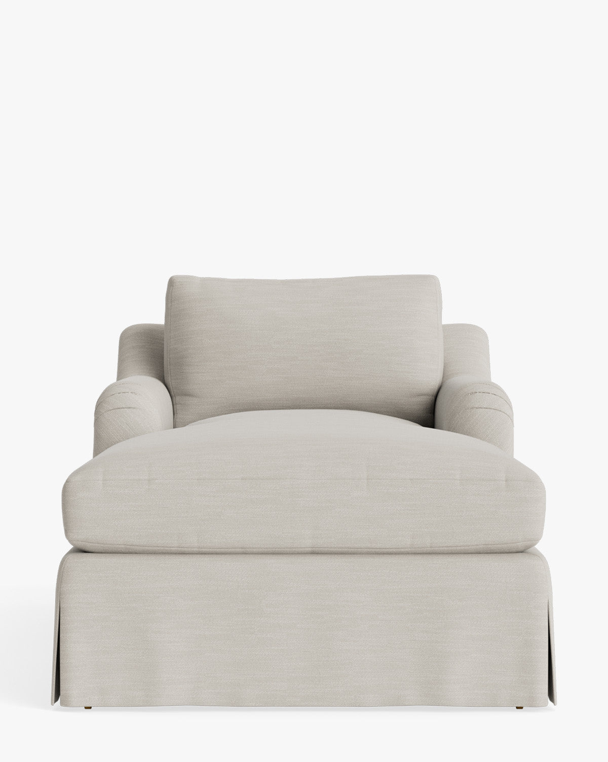 Chaise longue tapissée traditionnelle avec accoudoir arrondi de style anglais et roulettes en laiton pour salon