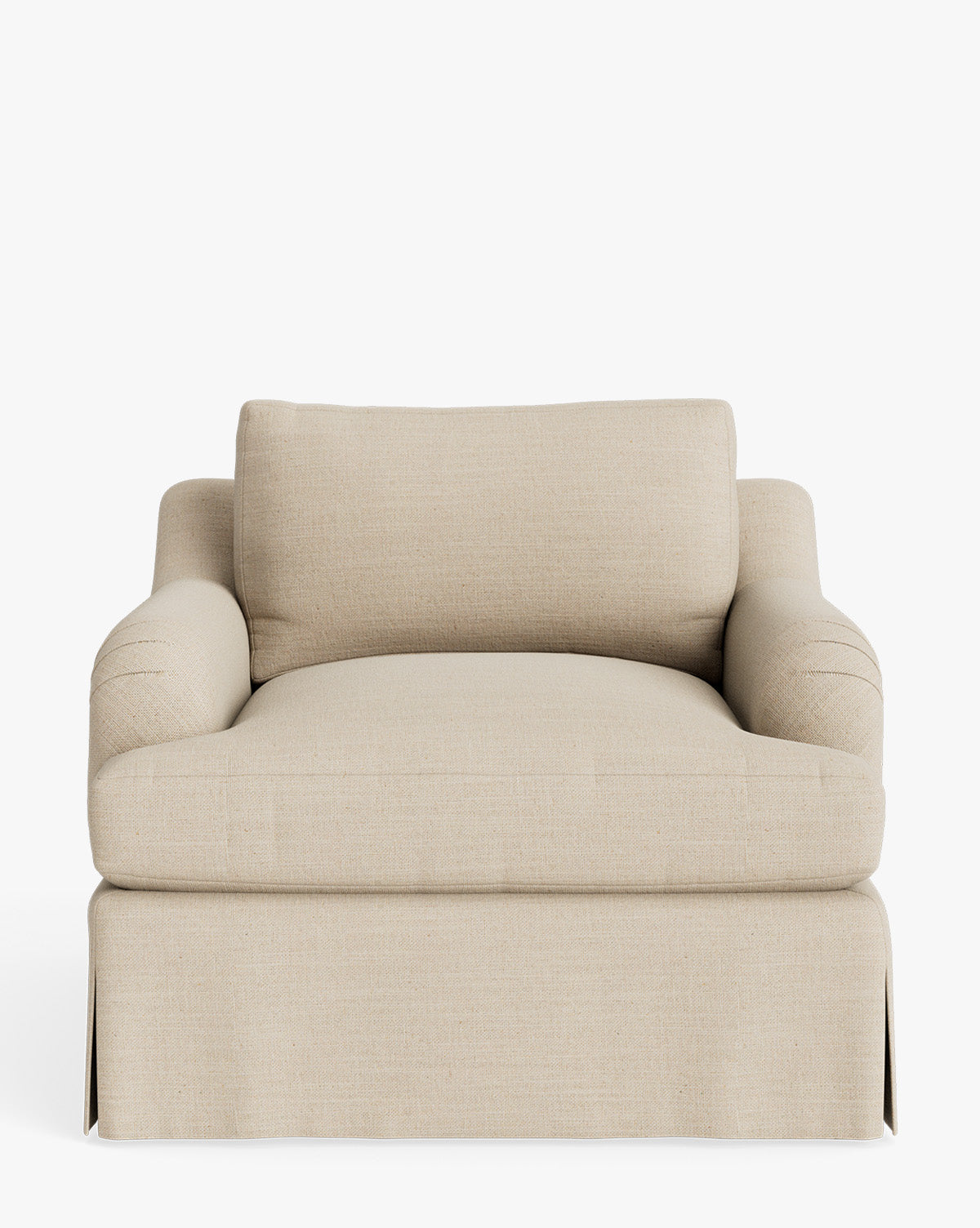 Fauteuil de salon traditionnel en tissu Crypton avec accoudoirs roulés anglais et jupe ajustée pour salon