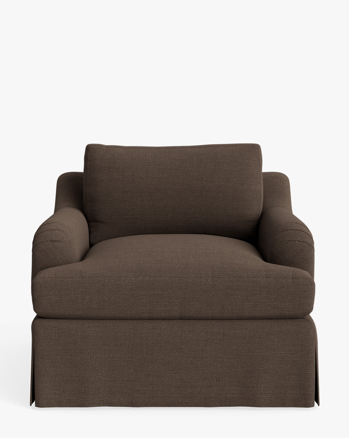 Fauteuil de salon traditionnel en tissu Crypton avec accoudoirs roulés anglais et jupe ajustée pour salon