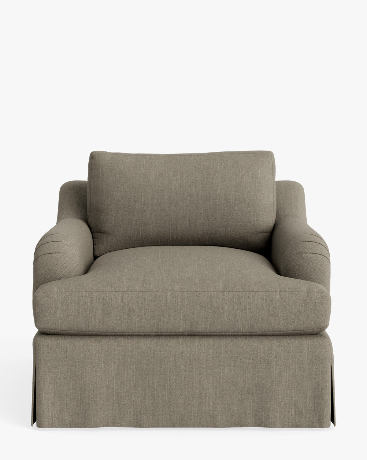 Fauteuil de salon traditionnel en tissu Crypton avec accoudoirs roulés anglais et jupe ajustée pour salon