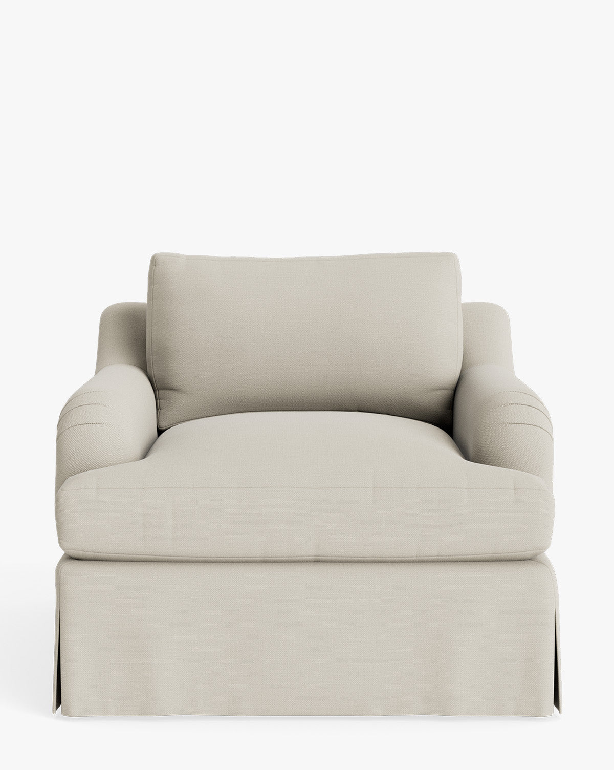 Fauteuil de salon traditionnel en tissu Crypton avec accoudoirs roulés anglais et jupe ajustée pour salon