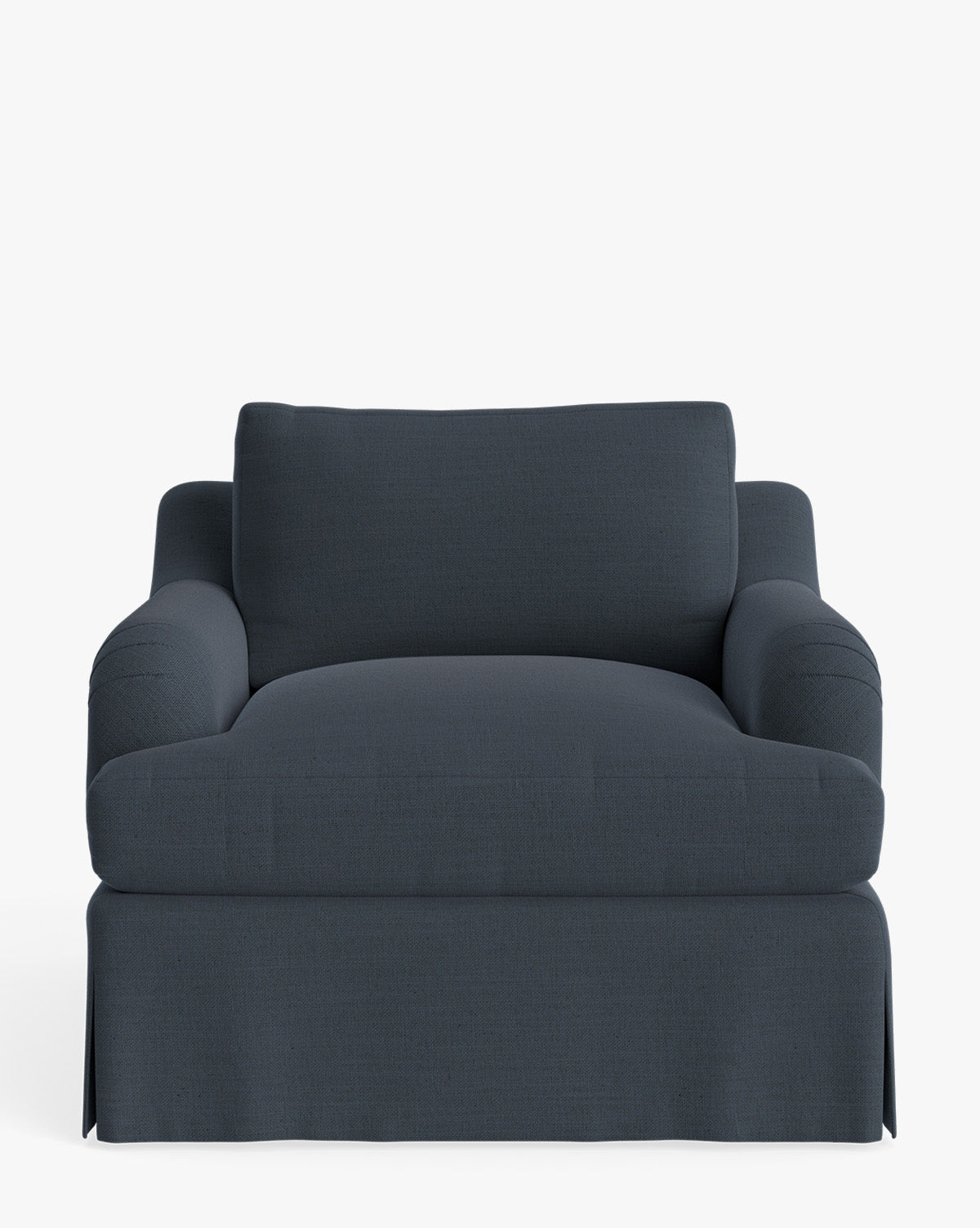 Fauteuil de salon traditionnel en tissu Crypton avec accoudoirs roulés anglais et jupe ajustée pour salon