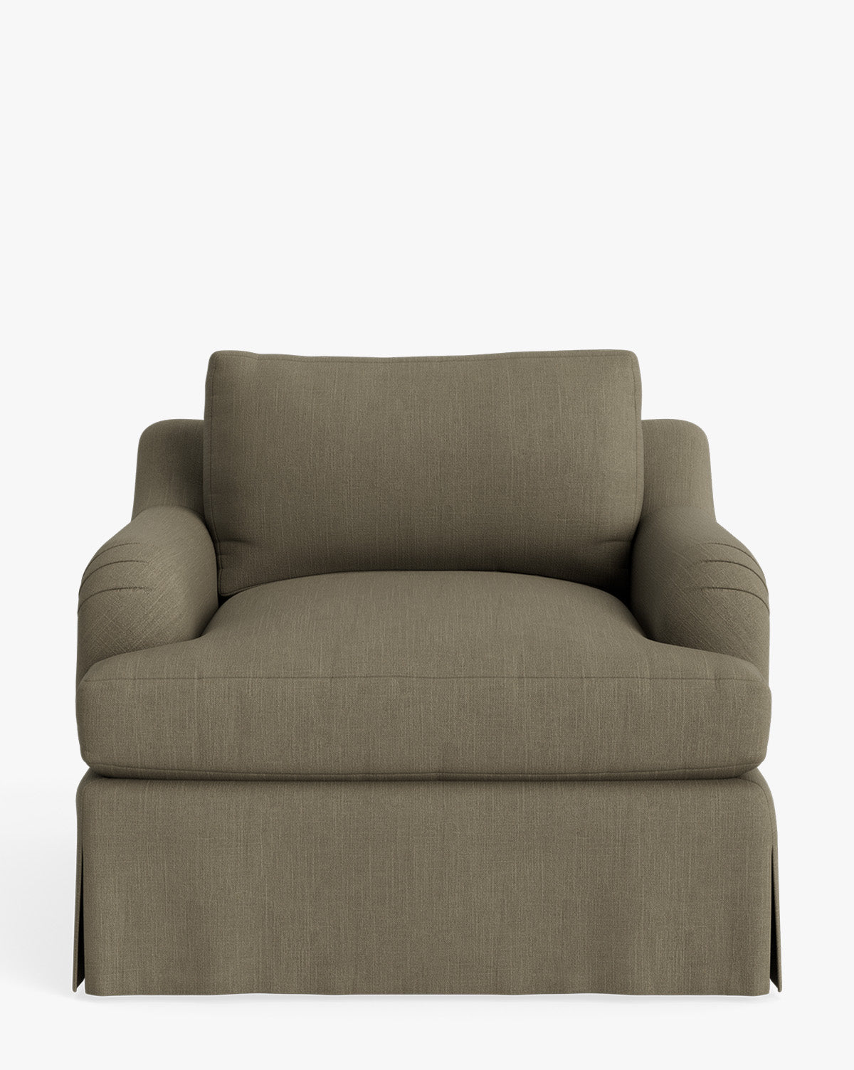 Fauteuil de salon traditionnel en tissu Crypton avec accoudoirs roulés anglais et jupe ajustée pour salon