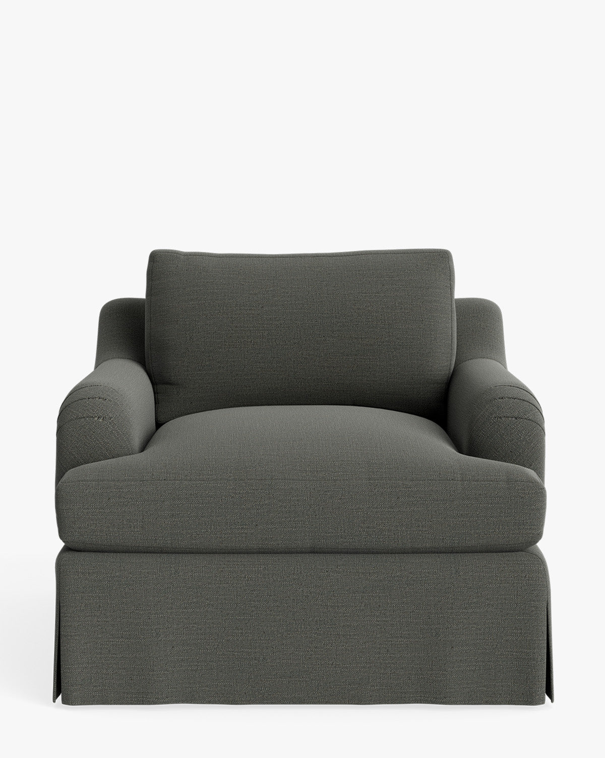 Fauteuil de salon traditionnel en tissu Crypton avec accoudoirs roulés anglais et jupe ajustée pour salon