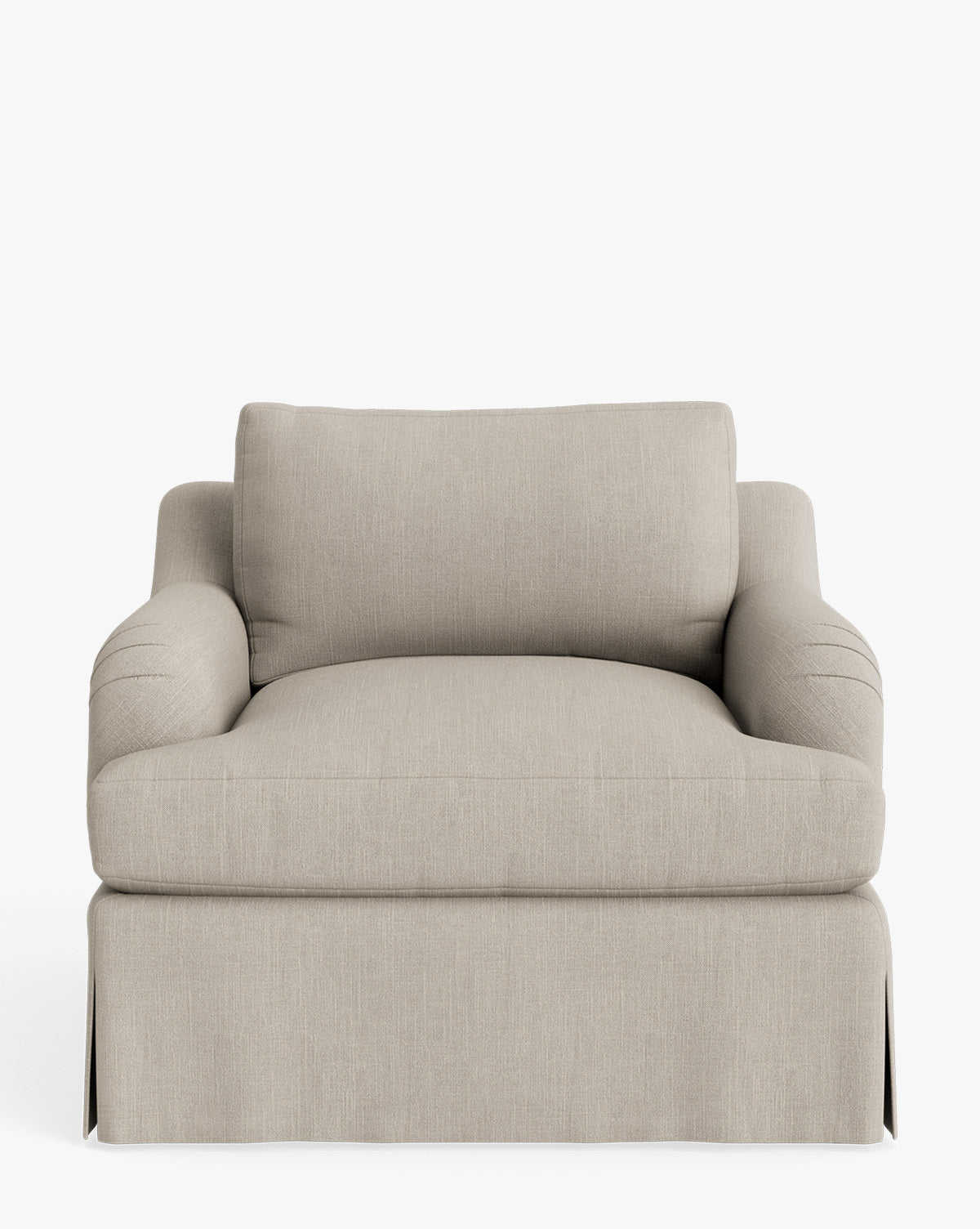 Fauteuil de salon traditionnel en tissu Crypton avec accoudoirs roulés anglais et jupe ajustée pour salon
