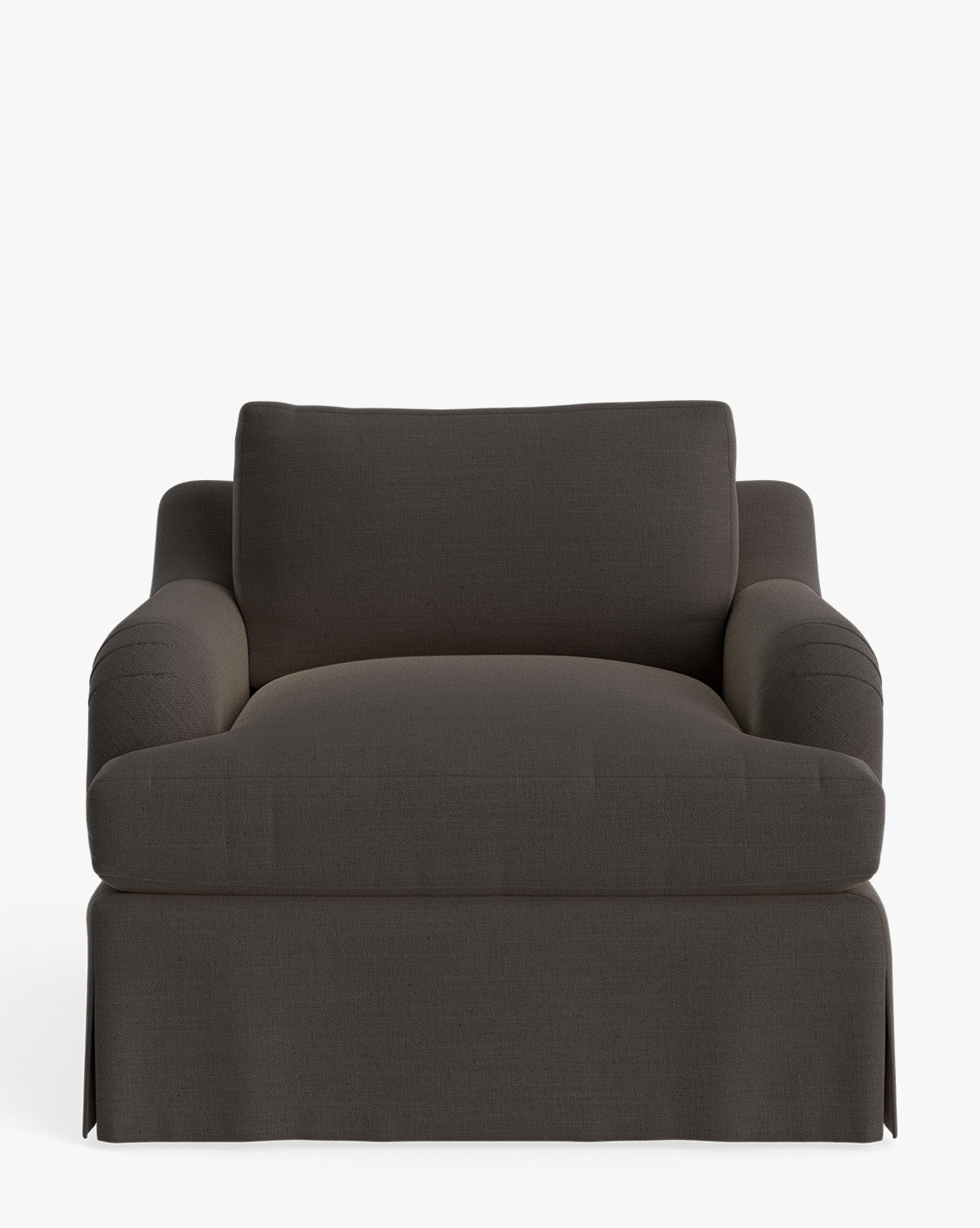 Fauteuil de salon traditionnel en tissu Crypton avec accoudoirs roulés anglais et jupe ajustée pour salon