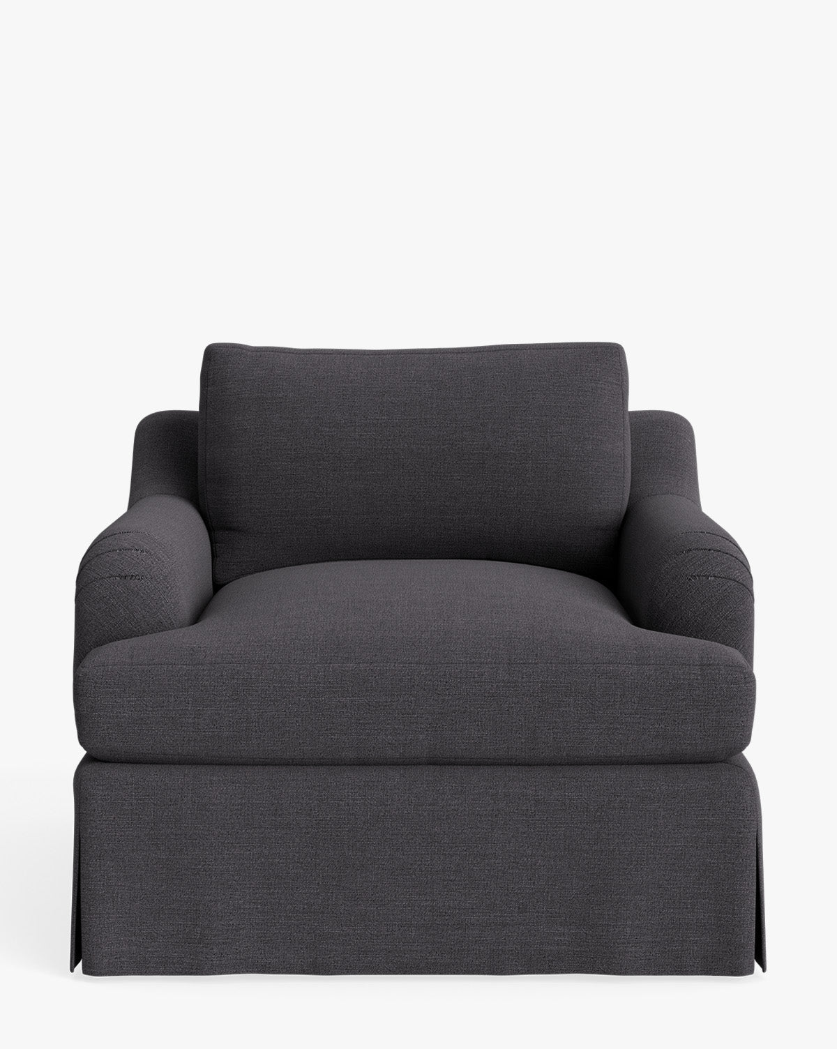 Fauteuil de salon traditionnel en tissu Crypton avec accoudoirs roulés anglais et jupe ajustée pour salon