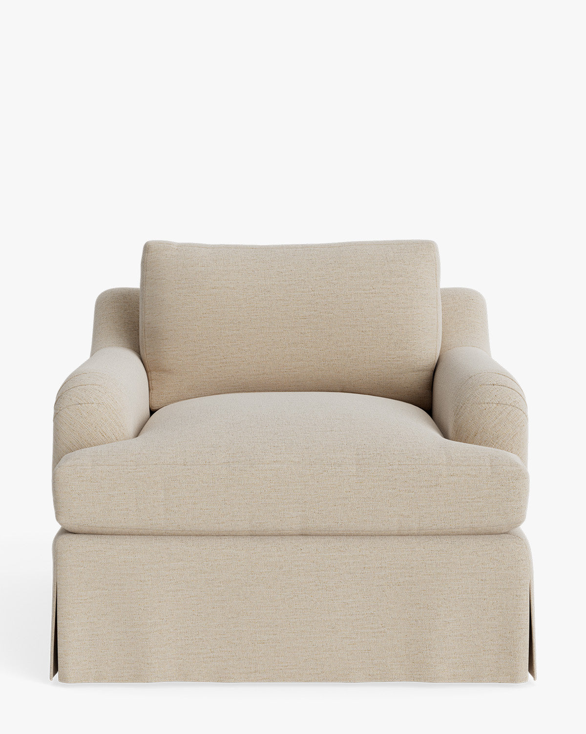 Fauteuil de salon traditionnel en tissu Crypton avec accoudoirs roulés anglais et jupe ajustée pour salon