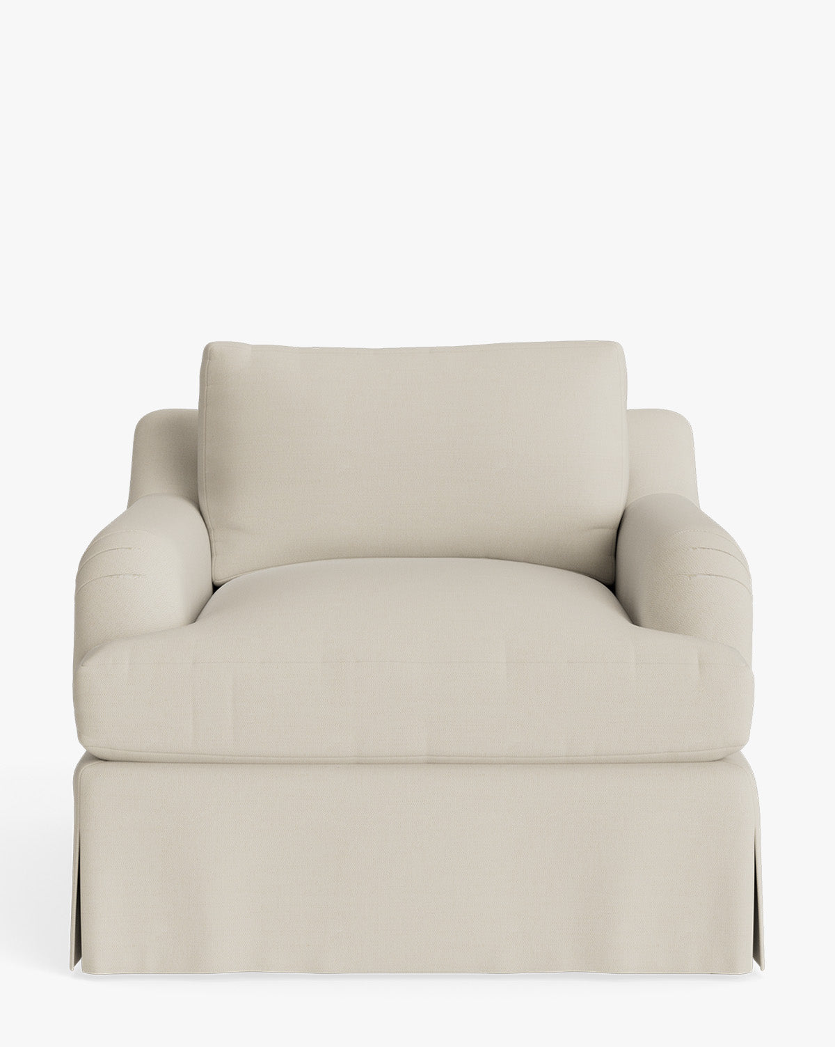 Fauteuil de salon traditionnel en tissu Crypton avec accoudoirs roulés anglais et jupe ajustée pour salon