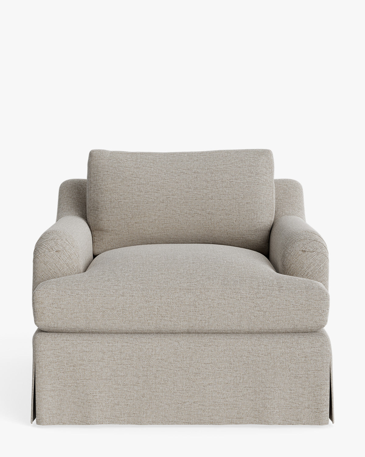 Fauteuil de salon traditionnel en tissu Crypton avec accoudoirs roulés anglais et jupe ajustée pour salon