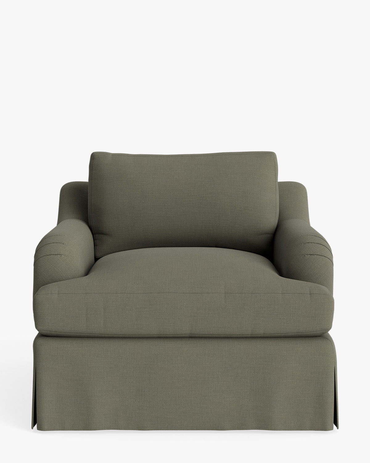 Fauteuil de salon traditionnel en tissu Crypton avec accoudoirs roulés anglais et jupe ajustée pour salon