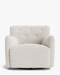 Fauteuil lounge pivotant en velours peluche sculptural avec douceur enveloppante pour salon