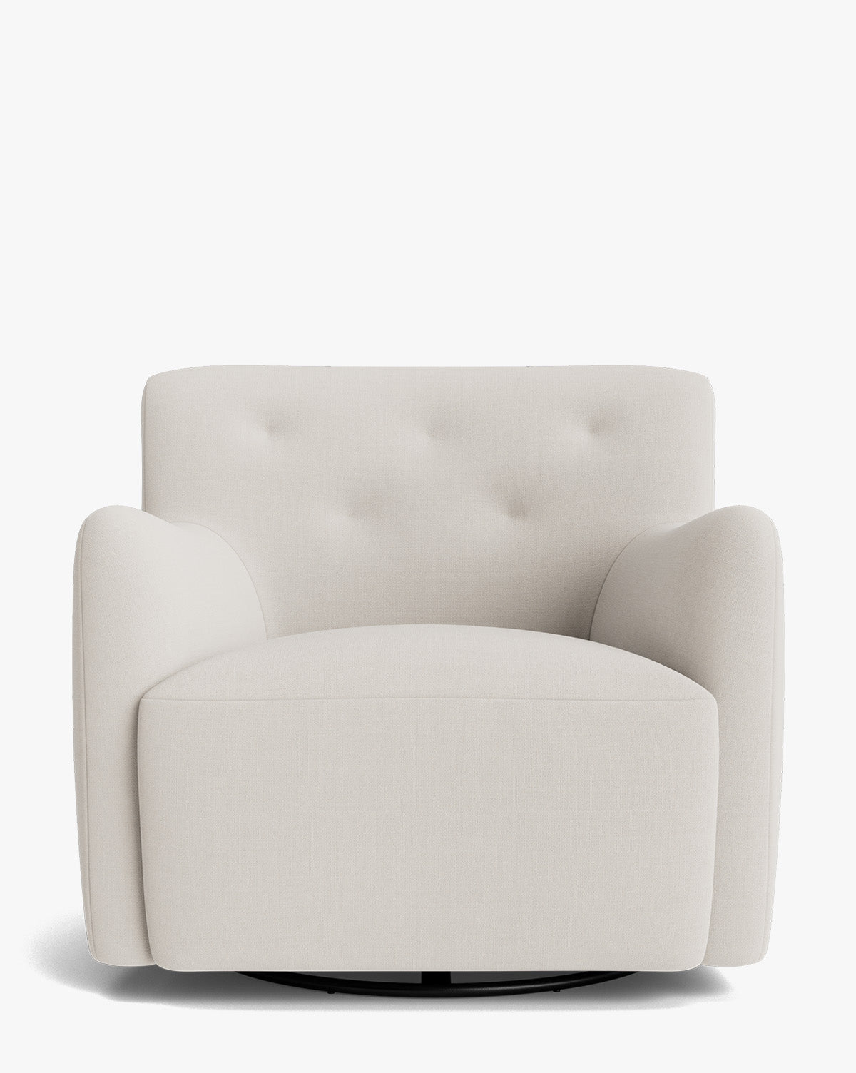 Fauteuil lounge pivotant en velours peluche sculptural avec douceur enveloppante pour salon