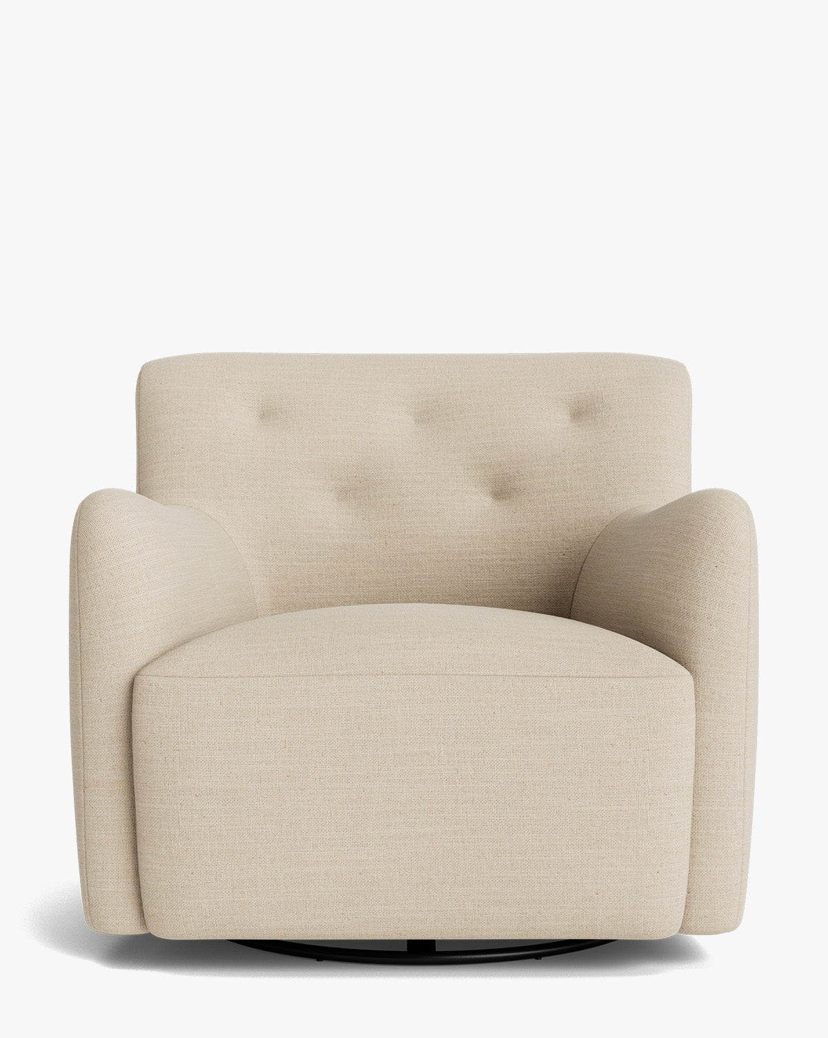 Fauteuil lounge pivotant en velours peluche sculptural avec douceur enveloppante pour salon