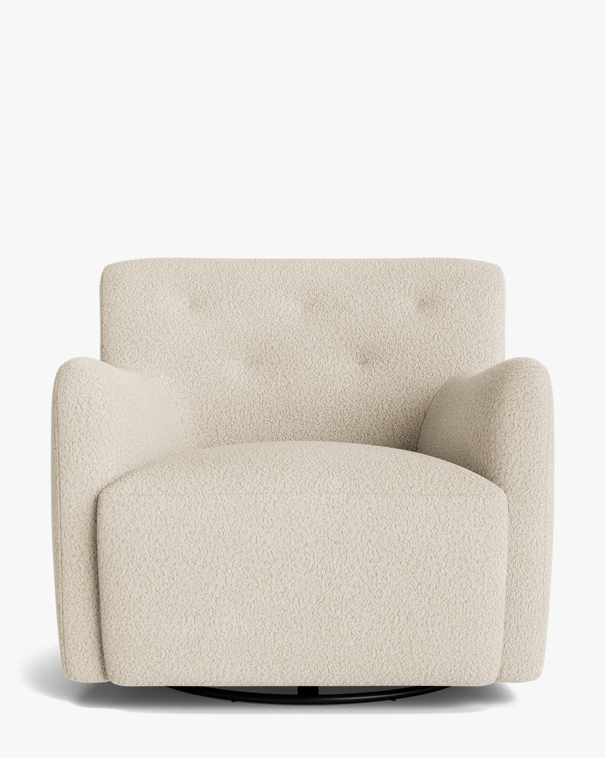 Fauteuil lounge pivotant en velours peluche sculptural avec douceur enveloppante pour salon