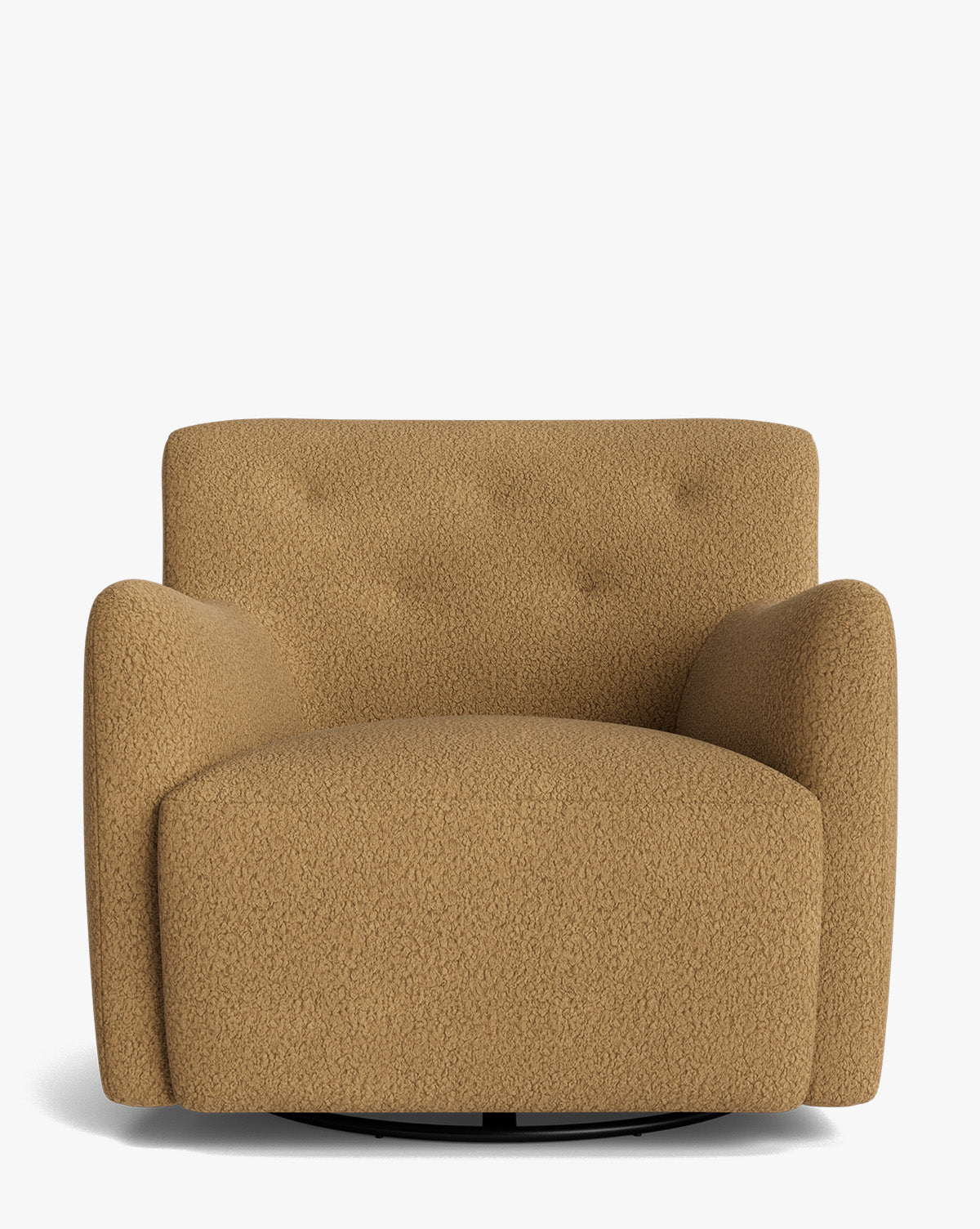 Fauteuil lounge pivotant en velours peluche sculptural avec douceur enveloppante pour salon
