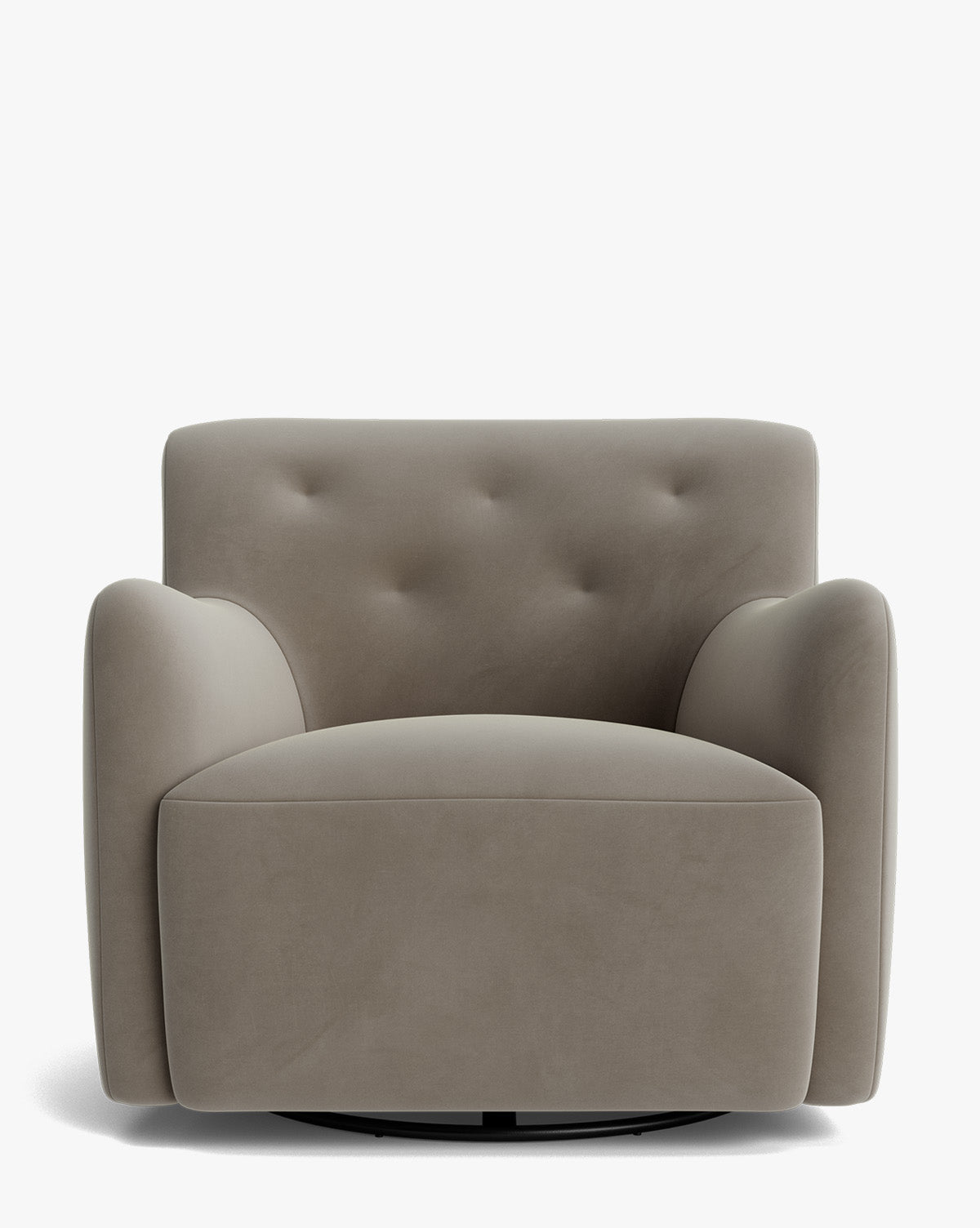 Fauteuil lounge pivotant en velours peluche sculptural avec douceur enveloppante pour salon