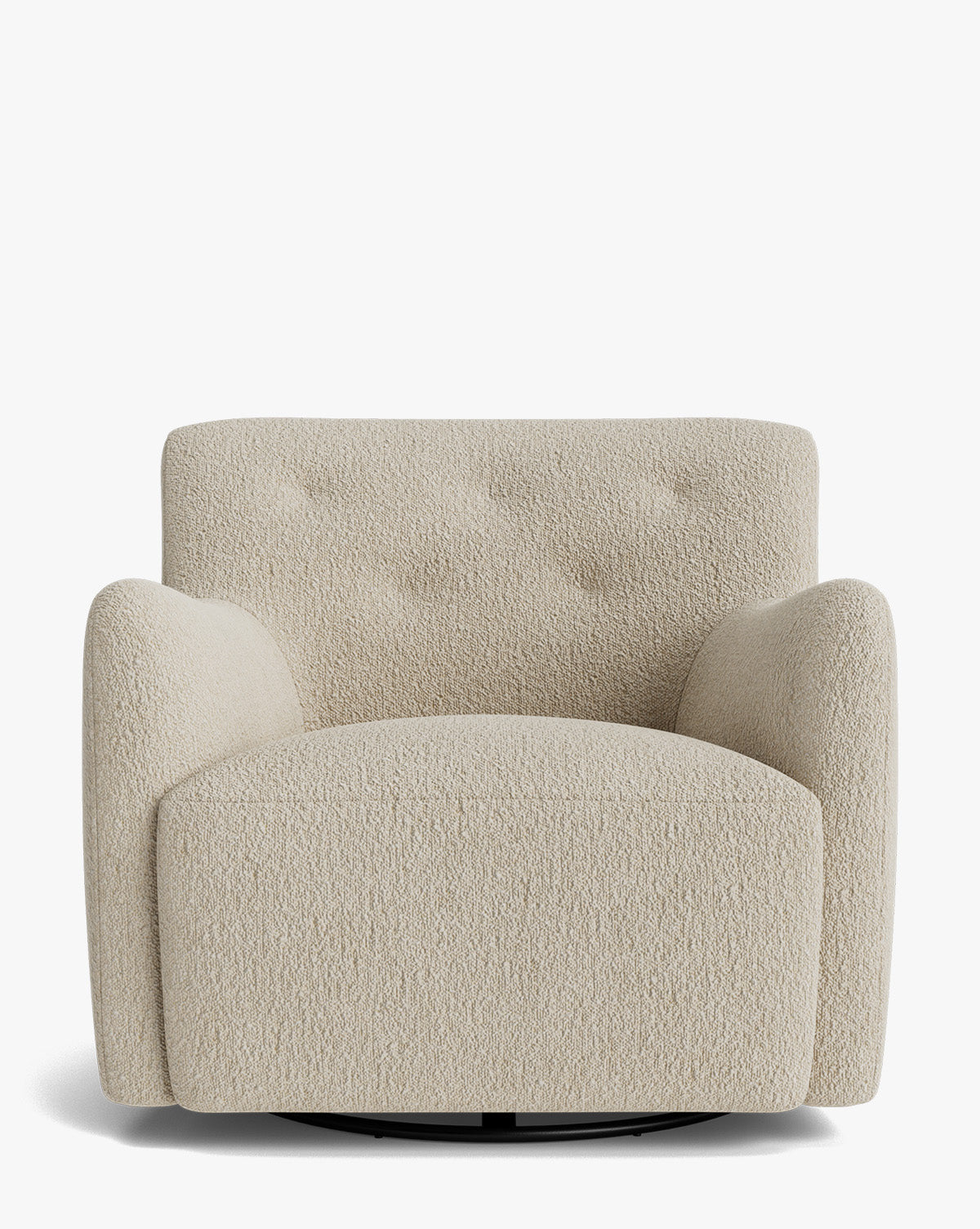 Fauteuil lounge pivotant en velours peluche sculptural avec douceur enveloppante pour salon