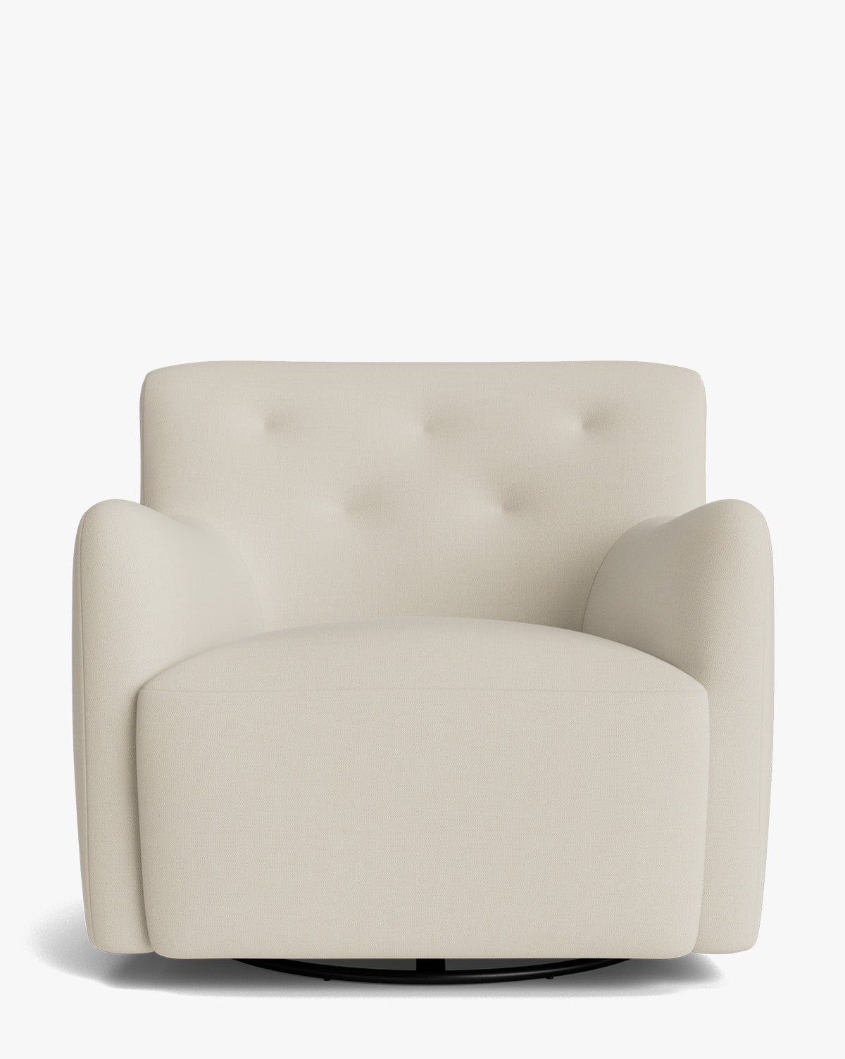 Fauteuil lounge pivotant en velours peluche sculptural avec douceur enveloppante pour salon