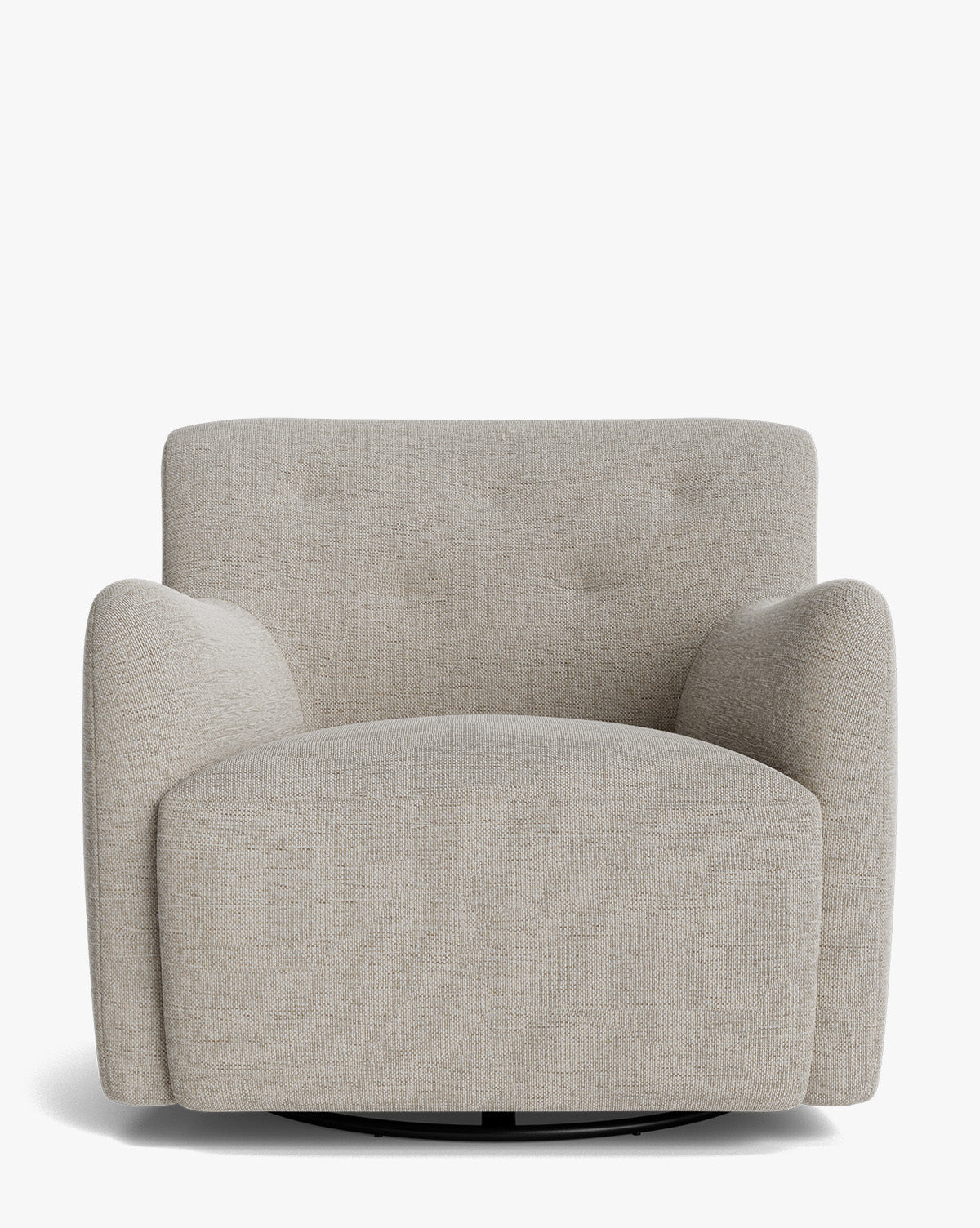 Fauteuil lounge pivotant en velours peluche sculptural avec douceur enveloppante pour salon