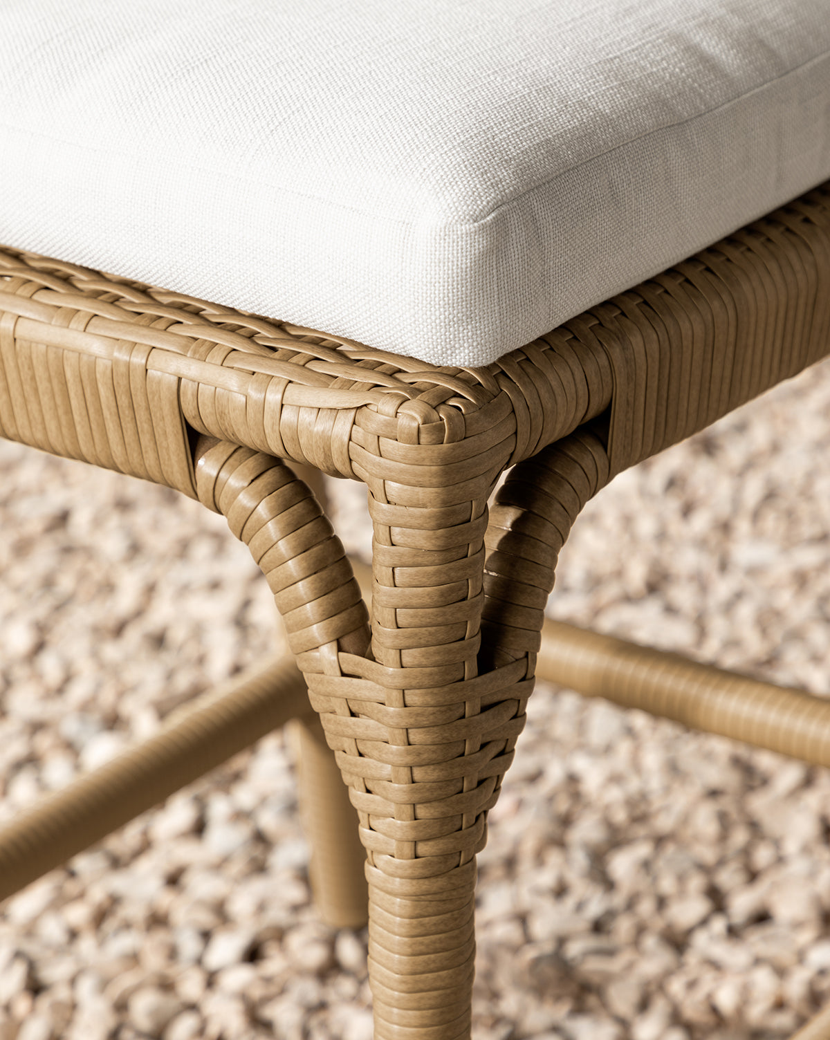 Tabouret de comptoir en osier toutes saisons pour salle à manger avec coussin en tissu haute performance
