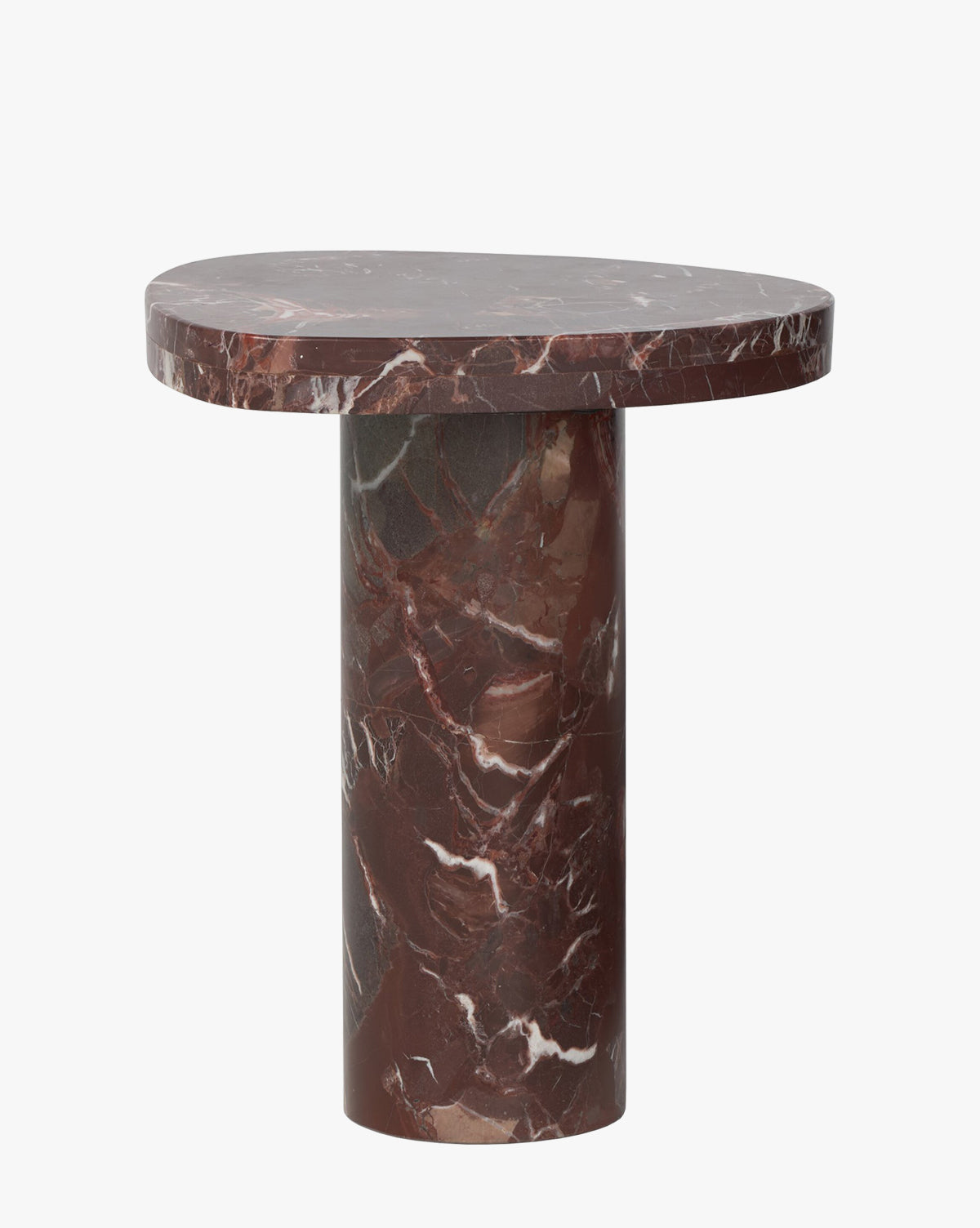 Table d'appoint de luxe en marbre aux tons riches et nervures naturelles pour le salon