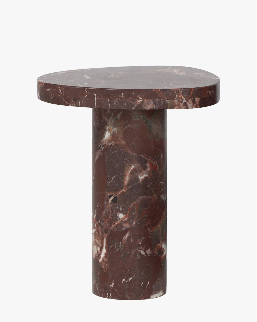 Table d'appoint de luxe en marbre aux tons riches et nervures naturelles pour le salon