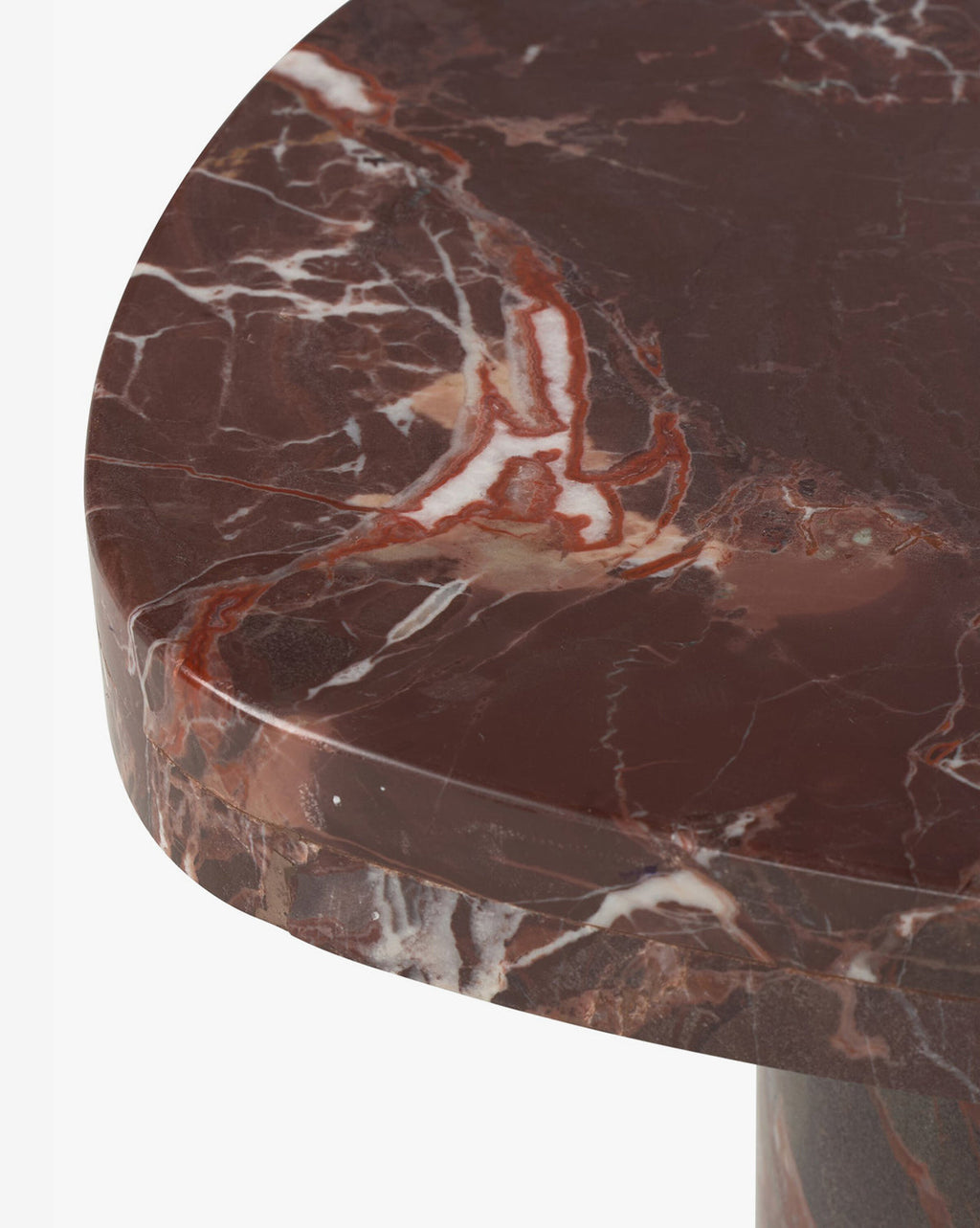 Table d'appoint de luxe en marbre aux tons riches et nervures naturelles pour le salon