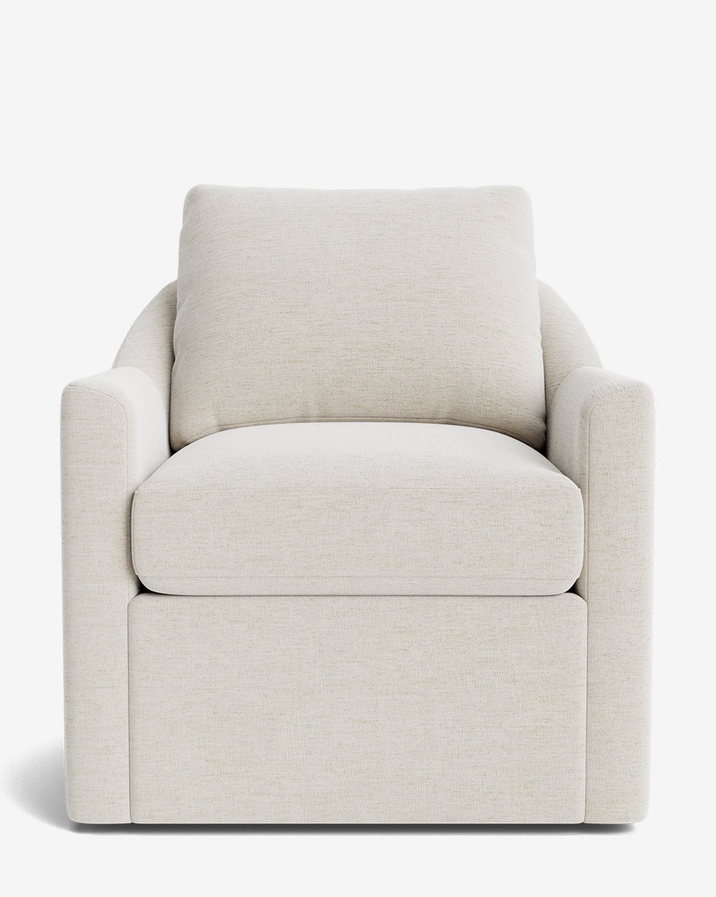 Fauteuil pivotant moderne en mélange de plumes avec cadre fait à la main et tissu personnalisé pour salon