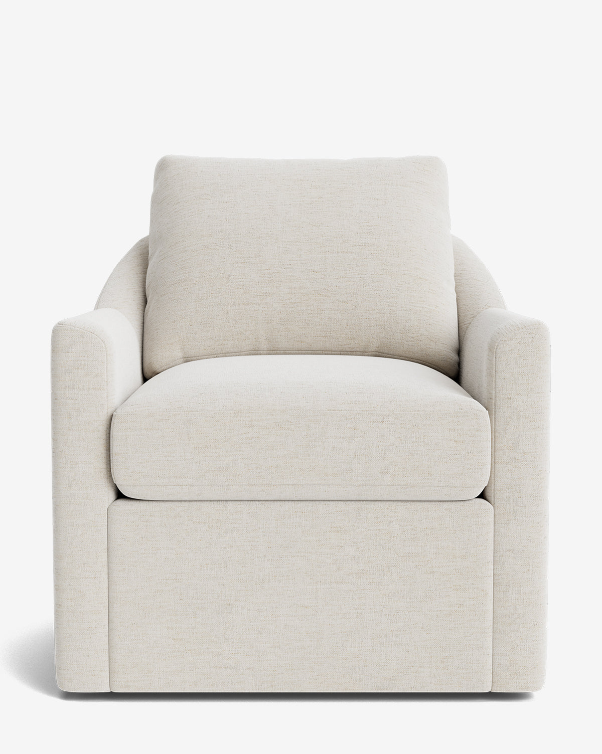 Fauteuil pivotant moderne en mélange de plumes avec cadre fait à la main et tissu personnalisé pour salon