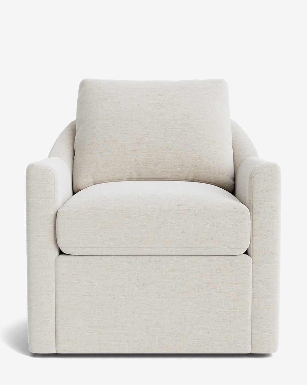 Fauteuil pivotant moderne en mélange de plumes avec cadre fait à la main et tissu personnalisé pour salon