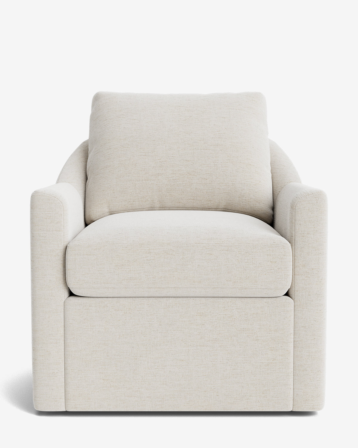 Fauteuil pivotant moderne en mélange de plumes avec cadre fait à la main et tissu personnalisé pour salon