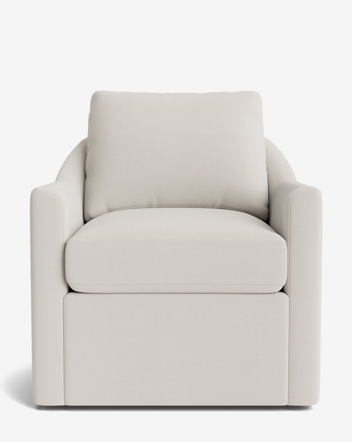 Fauteuil pivotant moderne en mélange de plumes avec cadre fait à la main et tissu personnalisé pour salon