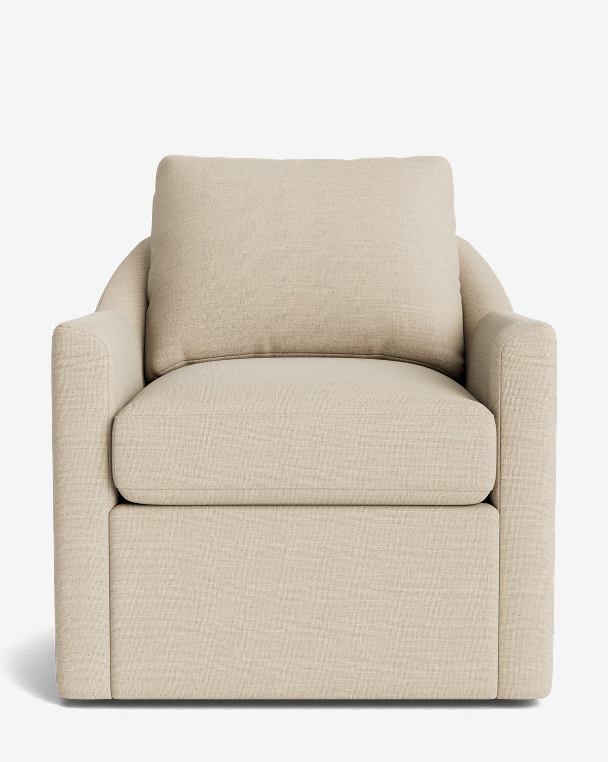 Fauteuil pivotant moderne en mélange de plumes avec cadre fait à la main et tissu personnalisé pour salon