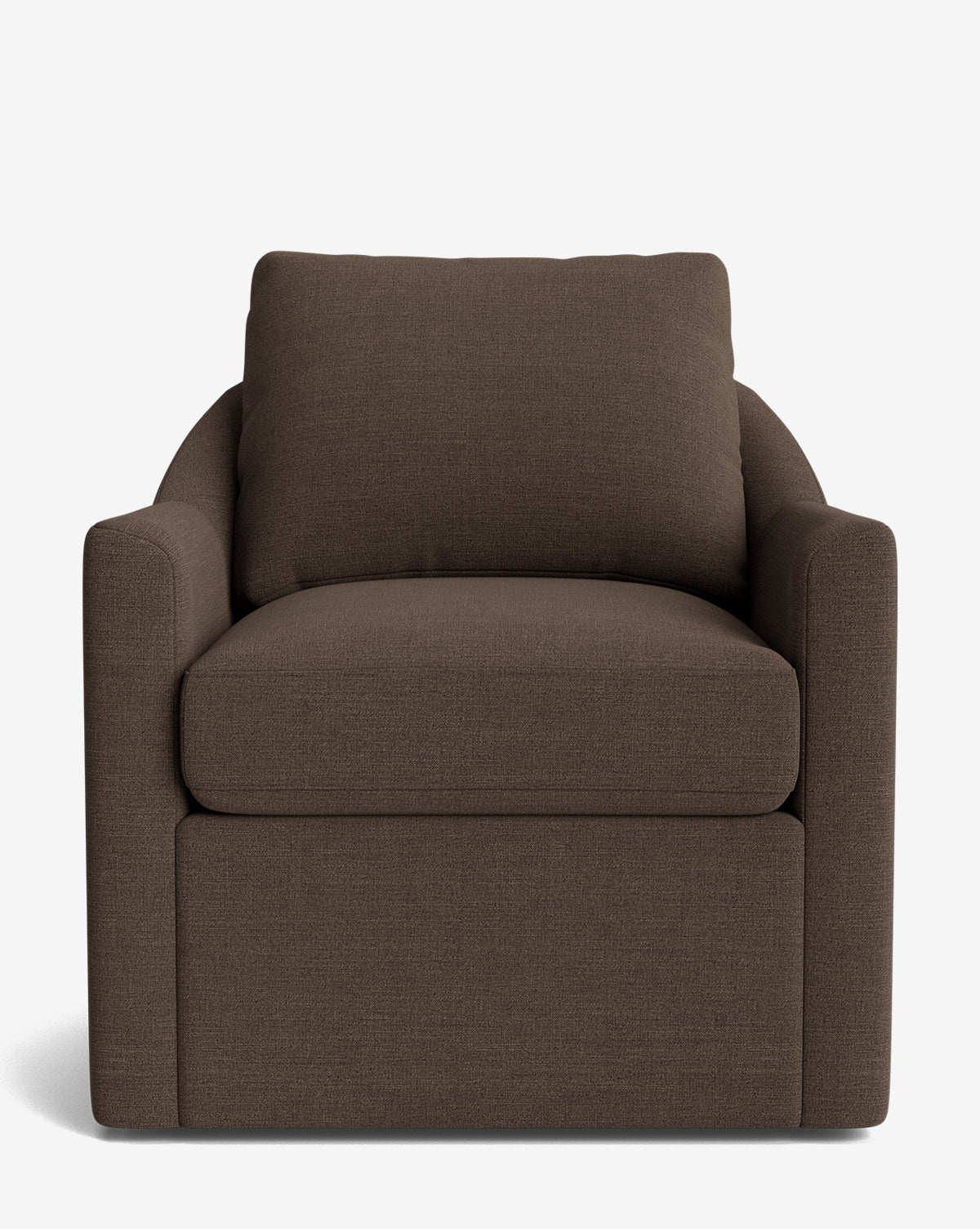 Fauteuil pivotant moderne en mélange de plumes avec cadre fait à la main et tissu personnalisé pour salon