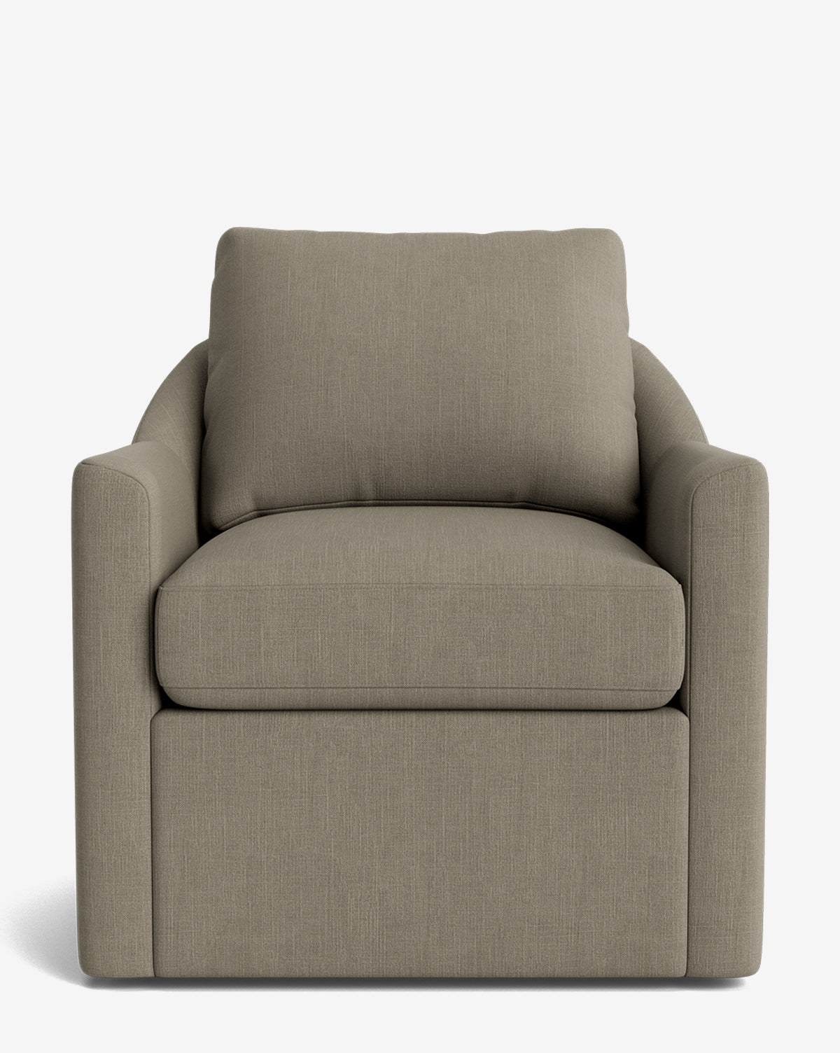 Fauteuil pivotant moderne en mélange de plumes avec cadre fait à la main et tissu personnalisé pour salon