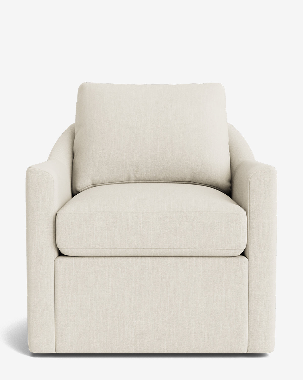 Fauteuil pivotant moderne en mélange de plumes avec cadre fait à la main et tissu personnalisé pour salon