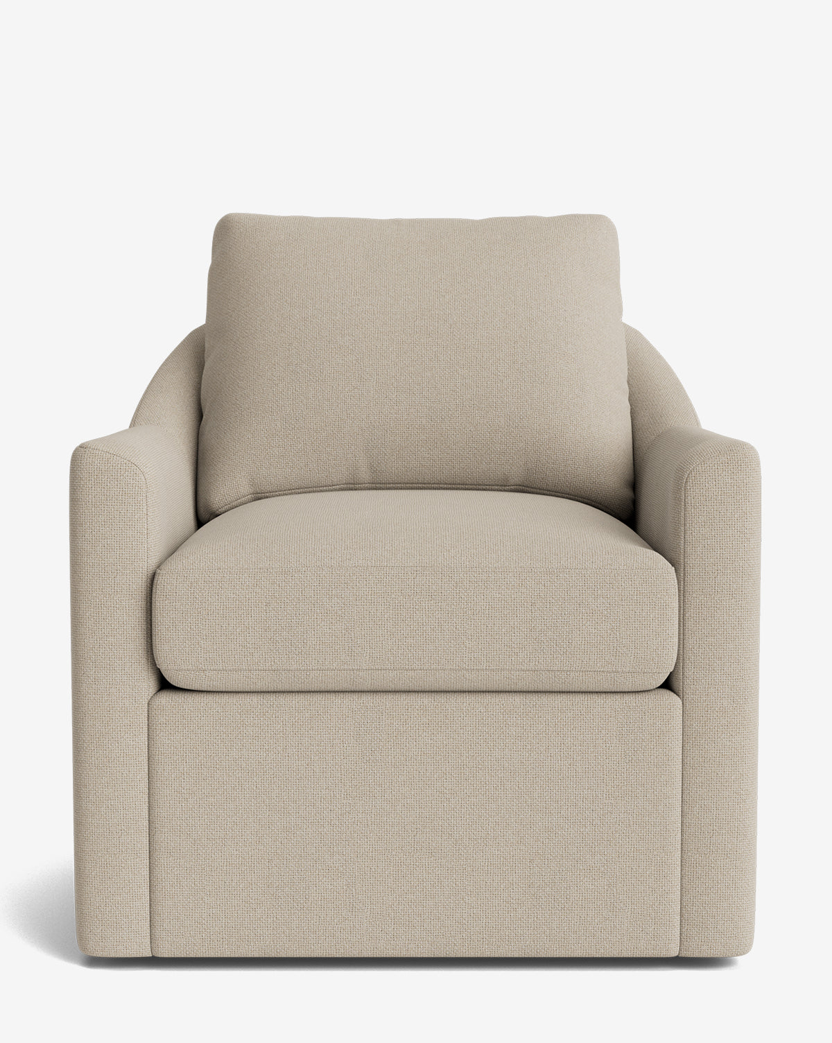 Fauteuil pivotant moderne en mélange de plumes avec cadre fait à la main et tissu personnalisé pour salon