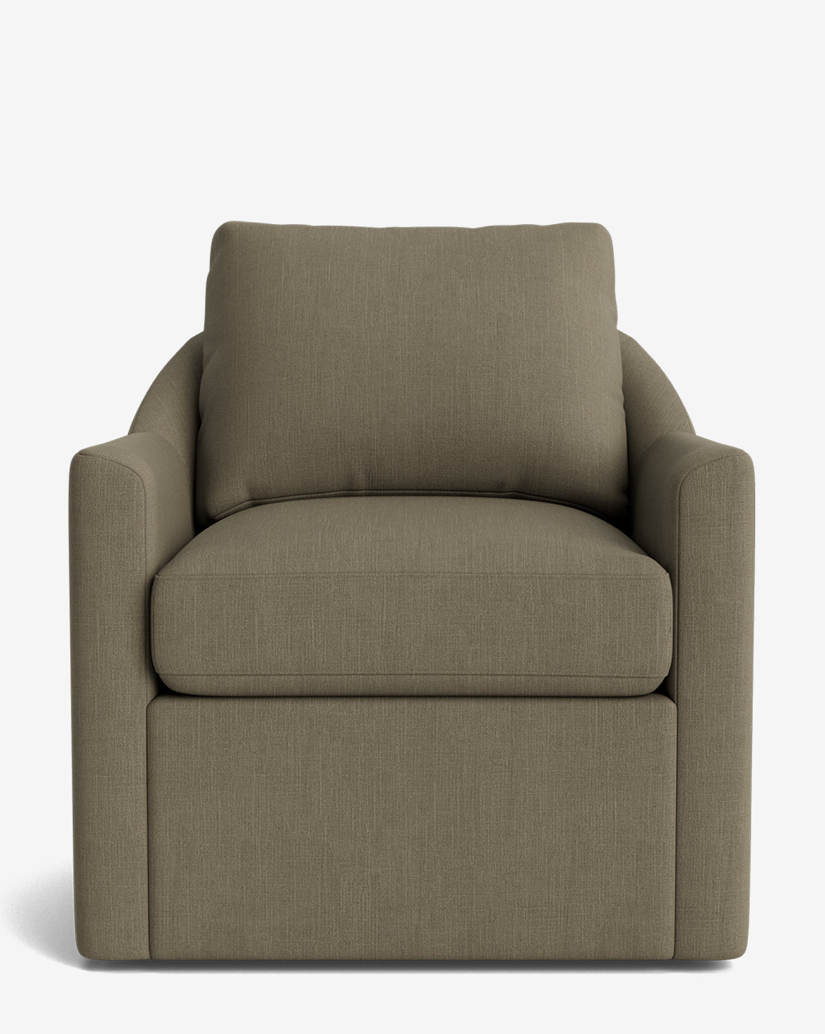 Fauteuil pivotant moderne en mélange de plumes avec cadre fait à la main et tissu personnalisé pour salon