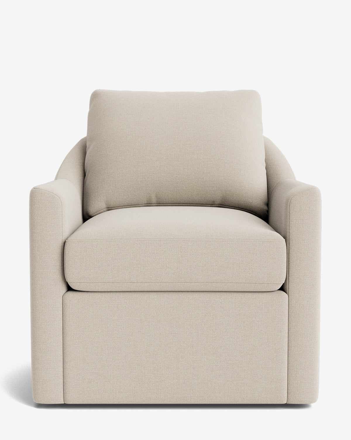 Fauteuil pivotant moderne en mélange de plumes avec cadre fait à la main et tissu personnalisé pour salon