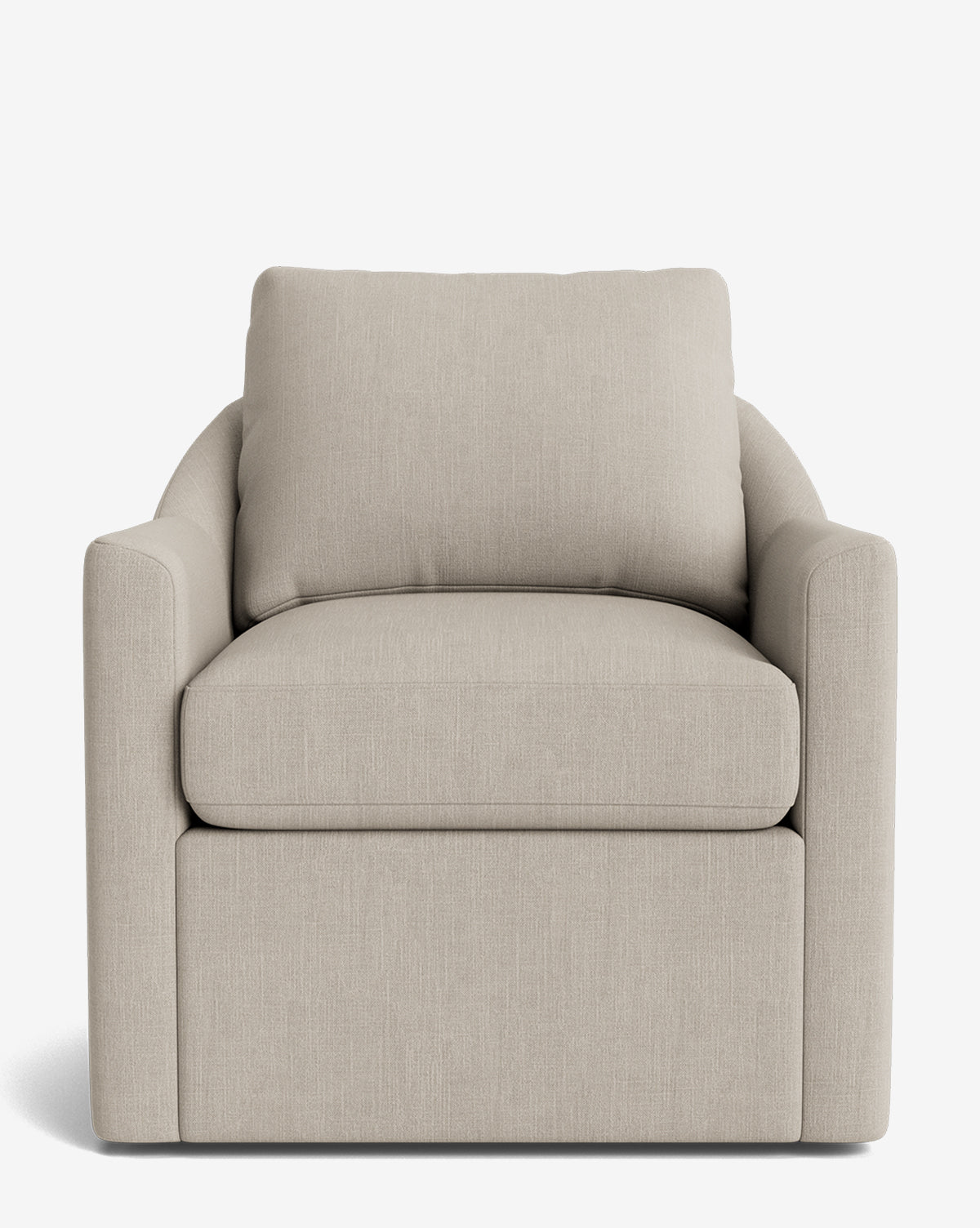 Fauteuil pivotant moderne en mélange de plumes avec cadre fait à la main et tissu personnalisé pour salon