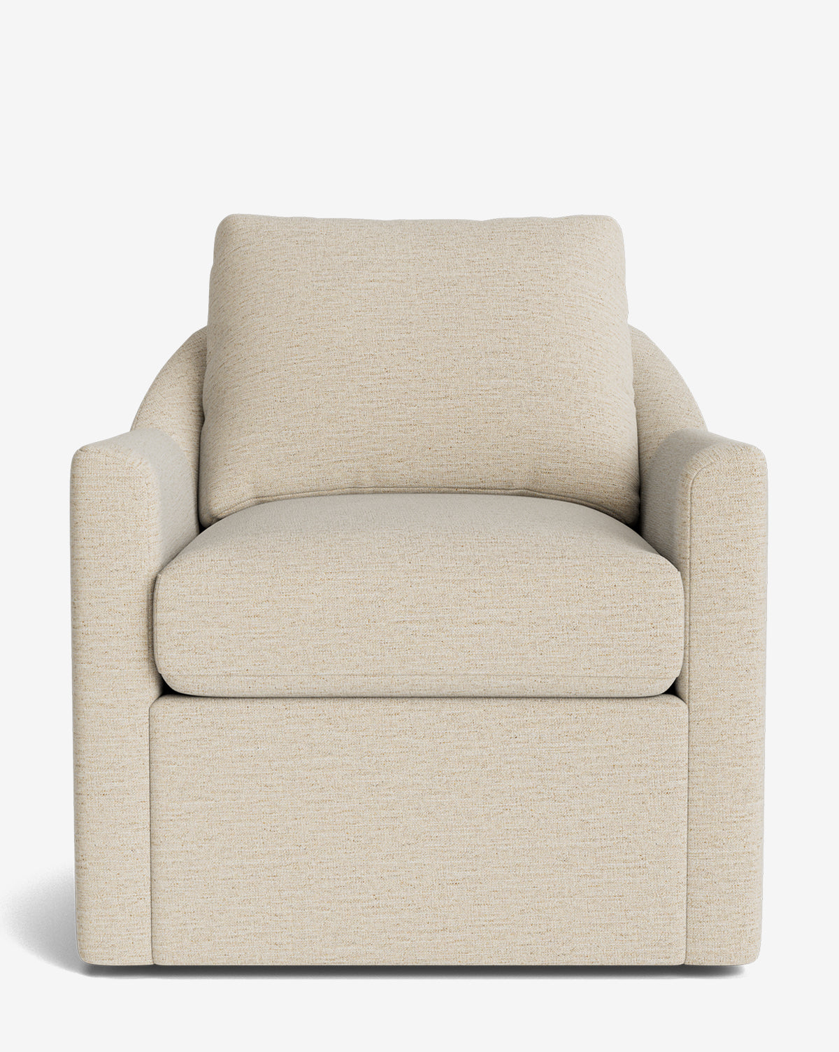 Fauteuil pivotant moderne en mélange de plumes avec cadre fait à la main et tissu personnalisé pour salon