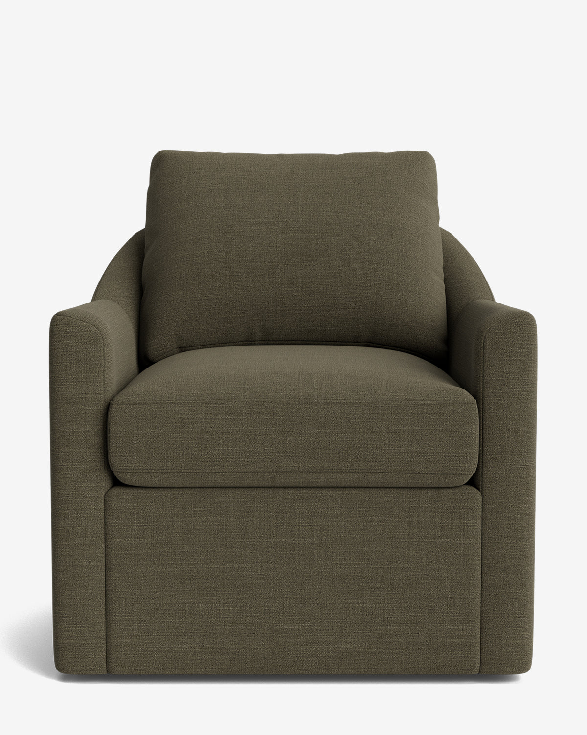 Fauteuil pivotant moderne en mélange de plumes avec cadre fait à la main et tissu personnalisé pour salon