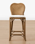 Tabouret de comptoir européen en rotin et lin de performance avec assise tissée artisanale pour salle à manger