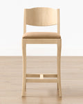 Tabouret de comptoir moderne en chêne blanc avec détails incurvés et revêtement performant pour salle à manger