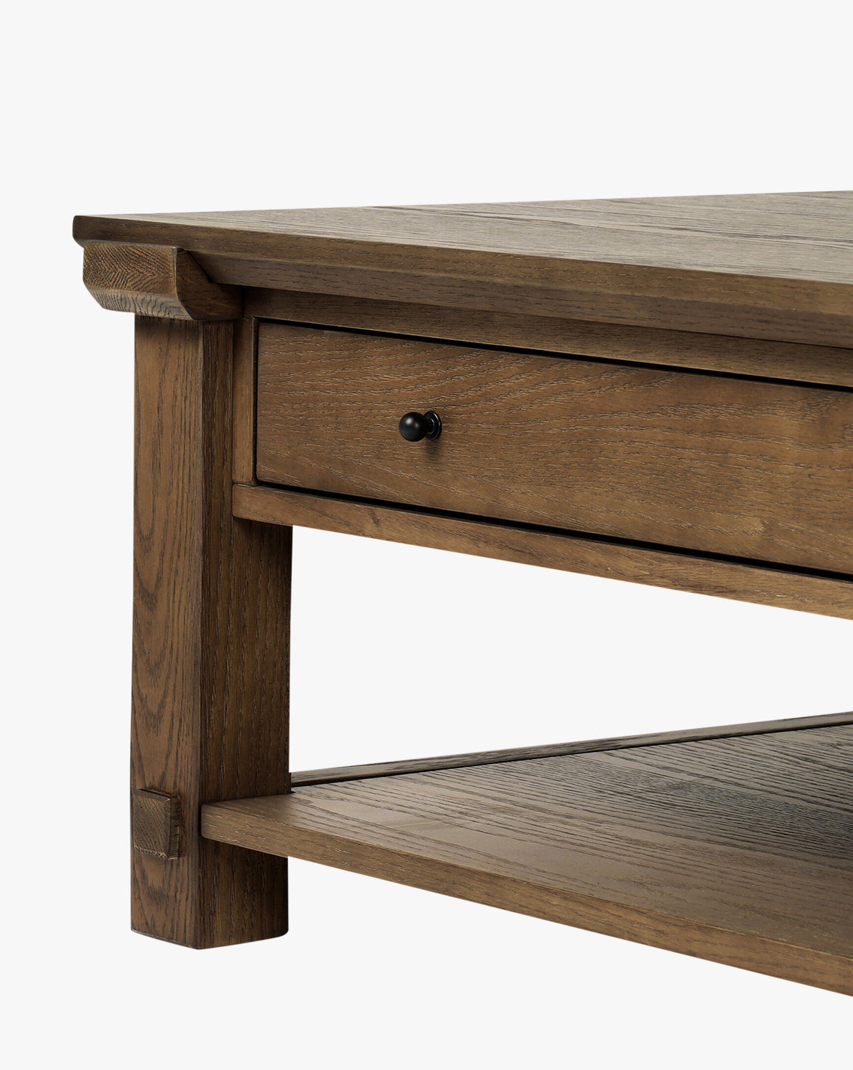 Table Basse Traditionnelle en Chêne avec Assemblages Traditionnels et Tiroirs de Rangement Intégrés pour Salon