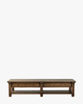 Table Basse Traditionnelle en Chêne avec Assemblages Traditionnels et Tiroirs de Rangement Intégrés pour Salon